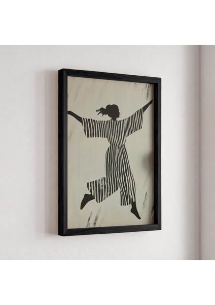 Dans Eden Soyut Kadın, Minimalist Siyah Beyaz Sanat Ahşap Çerçeveli Duvar Tablosu fiyatları