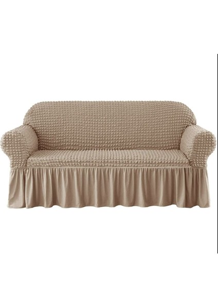 Bürümcük Lastikli Kanepe Örtüsü Likralı Koltuk Örtüsü 3&#39LÜ Burumcuk Çekyat Örtüsü, Taş Renk Örtü