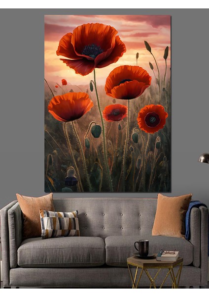 Gelincik Çiçekleri Dekoratif Kanvas - Mdf Ahşap Tablo modelleri