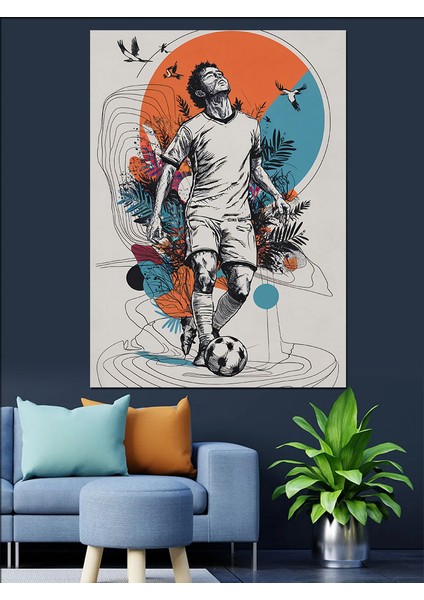 Futbolcu Futbol Temalı Dekoratif Kanvas - Mdf Ahşap Tablo