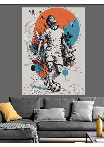 Futbolcu Futbol Temalı Dekoratif Kanvas - Mdf Ahşap Tablo fırsatları