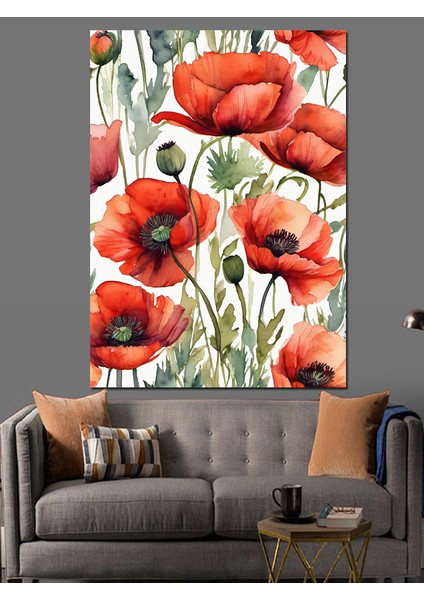 Gelincik Çiçekleri Dekoratif Kanvas - Mdf Ahşap Tablo fiyatları