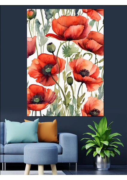 Gelincik Çiçekleri Dekoratif Kanvas - Mdf Ahşap Tablo modelleri