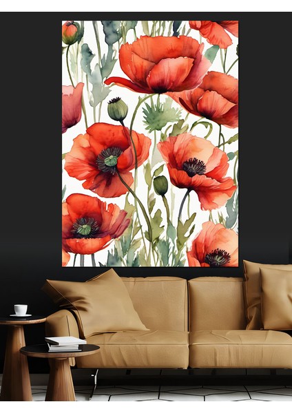 Gelincik Çiçekleri Dekoratif Kanvas - Mdf Ahşap Tablo fırsatları