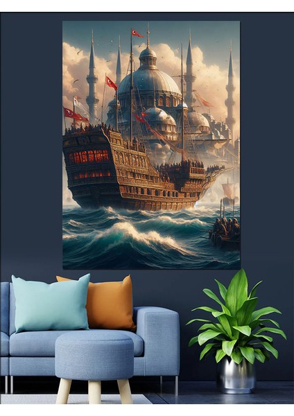Osmanlı Donanması Sefere Çıkıyor Dekoratif Kanvas - Mdf Ahşap Tablo modelleri