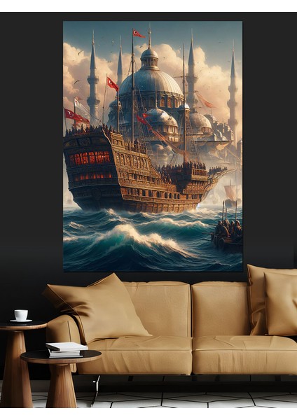 Osmanlı Donanması Sefere Çıkıyor Dekoratif Kanvas - Mdf Ahşap Tablo fırsatları