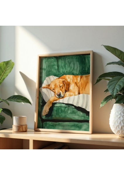 Soyut Golden Retriever Sanat Baskısı Ahşap Çerçeveli duvar tablosu fiyatları