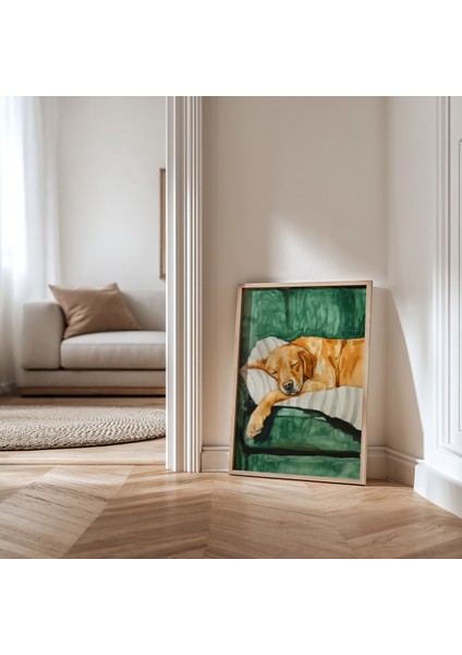 Soyut Golden Retriever Sanat Baskısı Ahşap Çerçeveli duvar tablosu modelleri