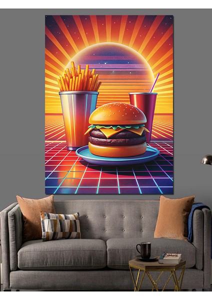 Hamburger Menüsü Dekoratif Kanvas - Mdf Ahşap Tablo fiyatları