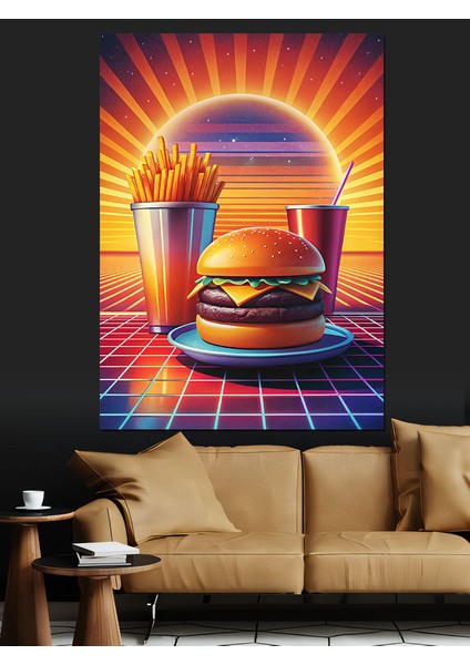 Hamburger Menüsü Dekoratif Kanvas - Mdf Ahşap Tablo fırsatları