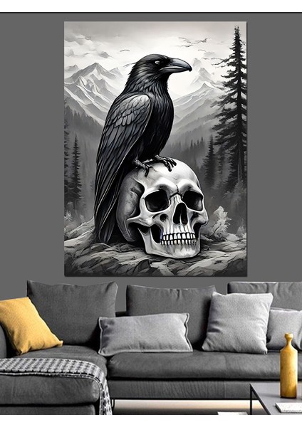 Karga ve Kuru Kafa Dekoratif Kanvas - Mdf Ahşap Tablo fiyatları