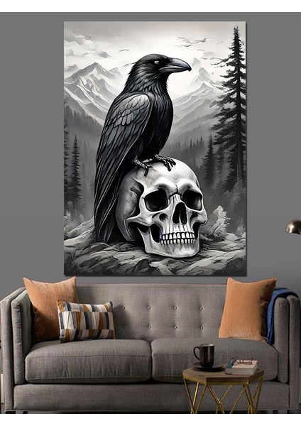 Karga ve Kuru Kafa Dekoratif Kanvas - Mdf Ahşap Tablo modelleri