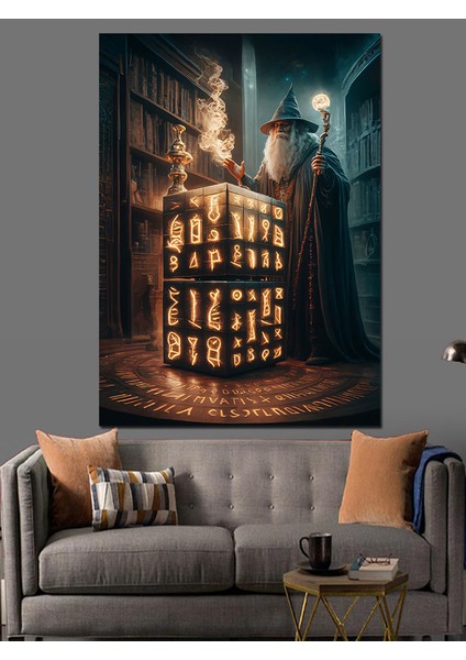 Ak Büyücü ve Büyü Kutusu Dekoratif Kanvas - Mdf Ahşap Tablo fiyatları