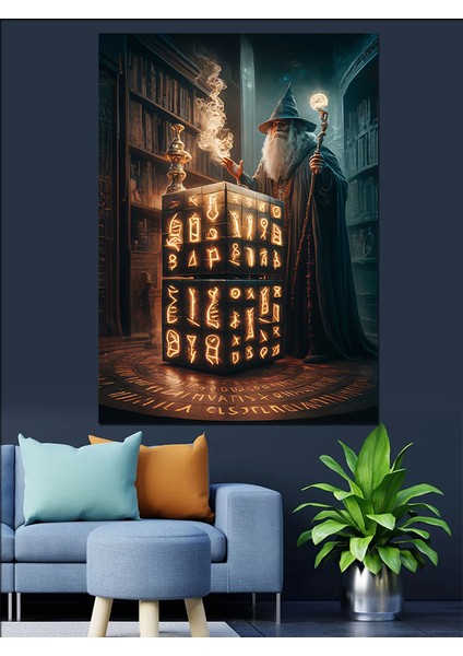 Ak Büyücü ve Büyü Kutusu Dekoratif Kanvas - Mdf Ahşap Tablo modelleri