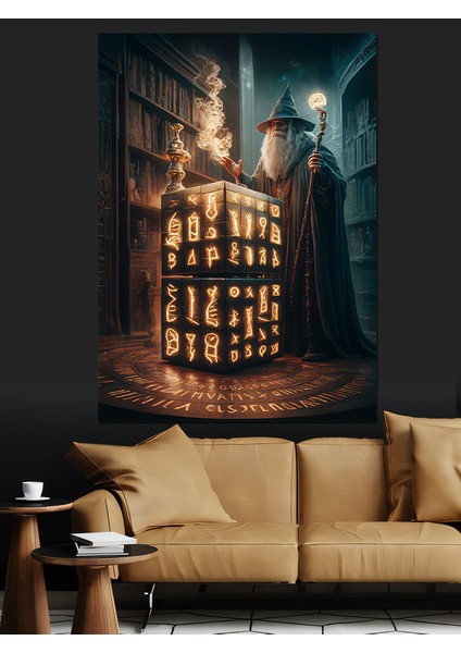 Ak Büyücü ve Büyü Kutusu Dekoratif Kanvas - Mdf Ahşap Tablo fırsatları