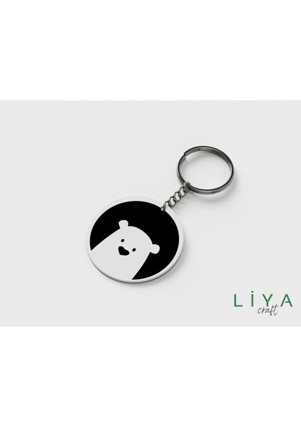 Sevimli Ayı Siyah Beyaz Anahtarlık
