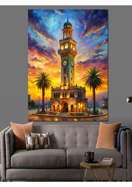 Saat Kulesi Gün Batımı Dekoratif Kanvas - Mdf Ahşap Tablo fiyatları