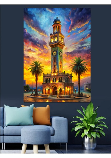Saat Kulesi Gün Batımı Dekoratif Kanvas - Mdf Ahşap Tablo modelleri