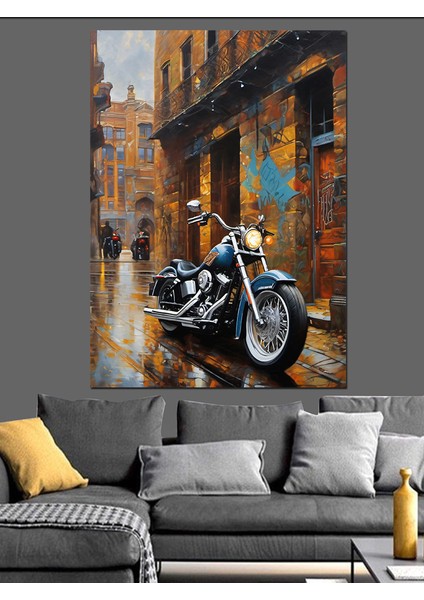 Motosiklet Temalı Dekoratif Kanvas - Mdf Ahşap Tablo fiyatları