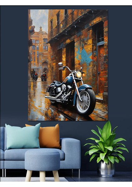 Motosiklet Temalı Dekoratif Kanvas - Mdf Ahşap Tablo fırsatları
