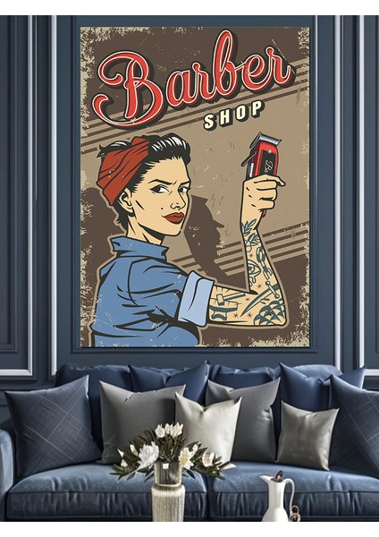 Berber Dükkanı Dekoratif Kanvas - Mdf Ahşap Tablo fiyatları