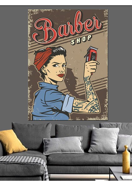 Berber Dükkanı Dekoratif Kanvas - Mdf Ahşap Tablo modelleri