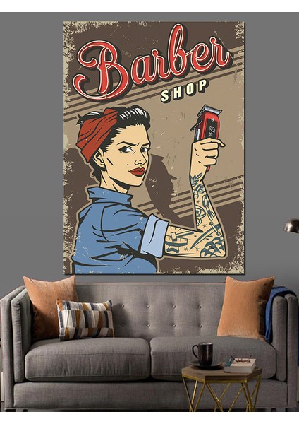 Berber Dükkanı Dekoratif Kanvas - Mdf Ahşap Tablo fırsatları