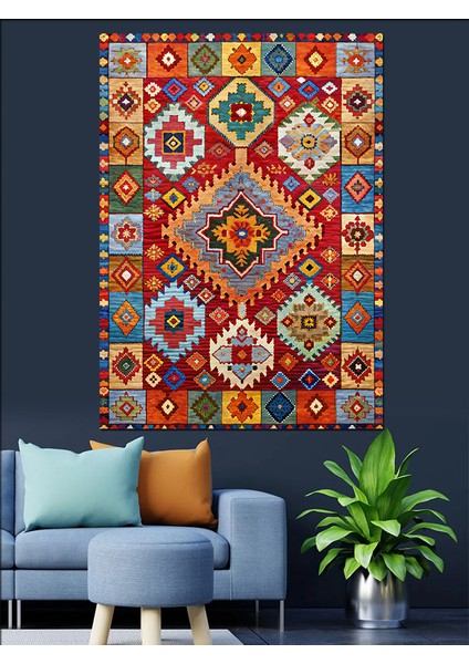 Kilim Desenli Dekoratif Kanvas - Mdf Ahşap Tablo