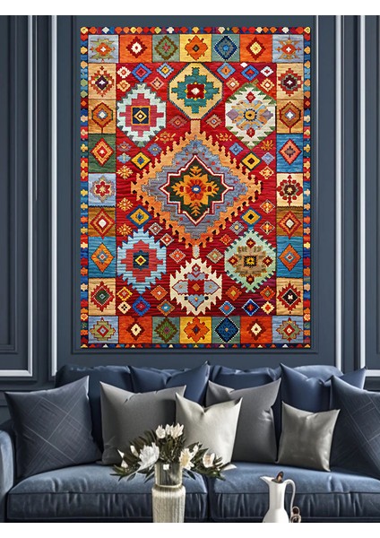 Kilim Desenli Dekoratif Kanvas - Mdf Ahşap Tablo