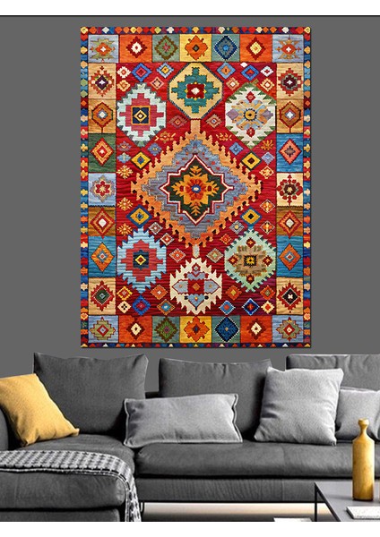 Kilim Desenli Dekoratif Kanvas - Mdf Ahşap Tablo