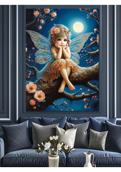 Ağaç Dalındaki Peri Kız Dekoratif Kanvas - Mdf Ahşap Tablo modelleri
