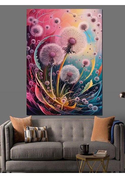 Karahindiba Şeytan Tüyü Dekoratif Kanvas - Mdf Ahşap Tablo