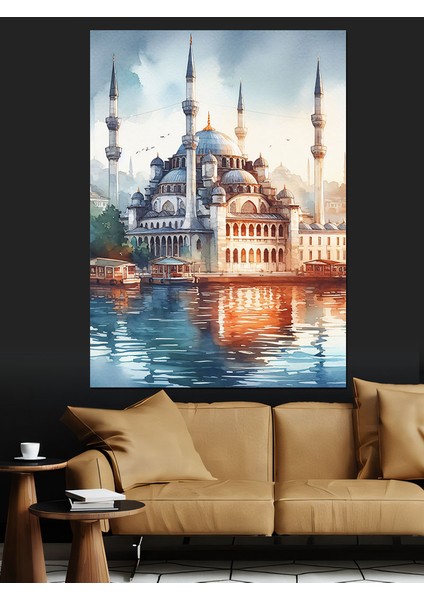 Deniz Kenarında Camii Dekoratif Kanvas - Mdf Ahşap Tablo