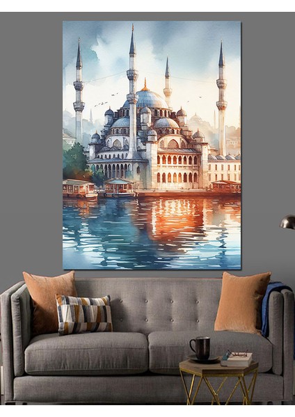 Deniz Kenarında Camii Dekoratif Kanvas - Mdf Ahşap Tablo fırsatları
