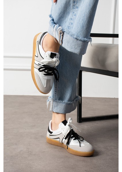 Beyaz Detaylı Beyaz Günlük Kadın Sneaker