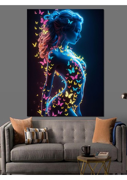Kadın ve Kelebekler Dekoratif Kanvas - Mdf Ahşap Tablo fiyatları
