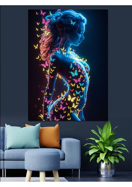 Kadın ve Kelebekler Dekoratif Kanvas - Mdf Ahşap Tablo modelleri