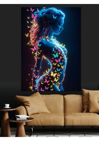 Kadın ve Kelebekler Dekoratif Kanvas - Mdf Ahşap Tablo fırsatları