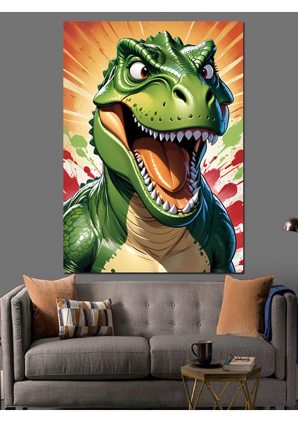 Sevimli Dinazor Dekoratif Kanvas - Mdf Ahşap Tablo fırsatları