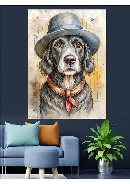 Şapkalı Köpek Dekoratif Kanvas - Mdf Ahşap Tablo modelleri