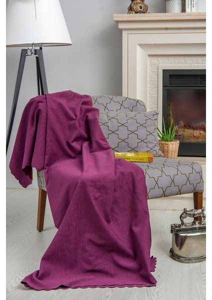 Tek Kişilik Koltuk Örtüsü Berjer Örtüsü Koltuk Şalı 2 Adet 110X175 CM Mürdüm