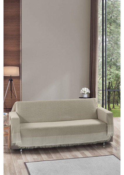 Royal Kolları Örten Battal Boy 180 x 300 Çekyat Koltuk Kanepe Örtüsü Bej