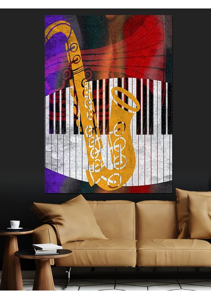 Jazz Caz Müzik Temalı Dekoratif Kanvas - Mdf Ahşap Tablo fiyatları