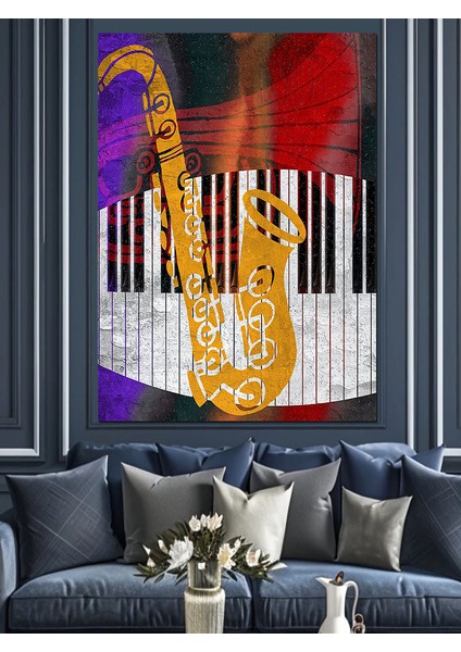 Jazz Caz Müzik Temalı Dekoratif Kanvas - Mdf Ahşap Tablo modelleri
