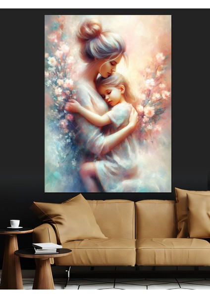 Anne ve Kız Temalı Dekoratif Kanvas - Mdf Ahşap Tablo fiyatları