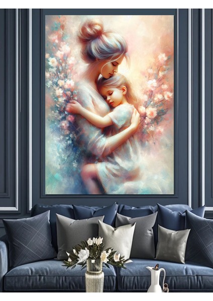 Anne ve Kız Temalı Dekoratif Kanvas - Mdf Ahşap Tablo modelleri