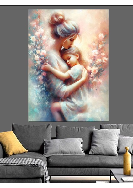 Anne ve Kız Temalı Dekoratif Kanvas - Mdf Ahşap Tablo fırsatları