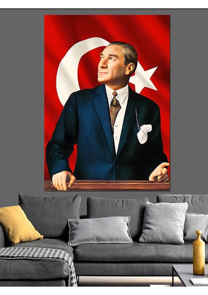 Atatürk ve Türk Bayrağı Dekoratif Kanvas - Mdf Ahşap Tablo modelleri