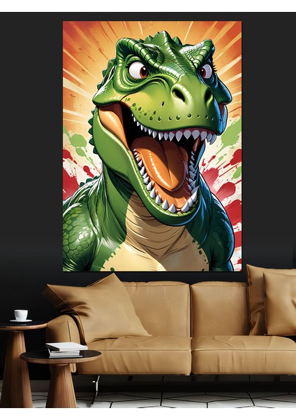 Sevimli Dinazor Dekoratif Kanvas - Mdf Ahşap Tablo