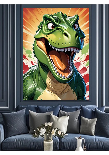 Sevimli Dinazor Dekoratif Kanvas - Mdf Ahşap Tablo fiyatları